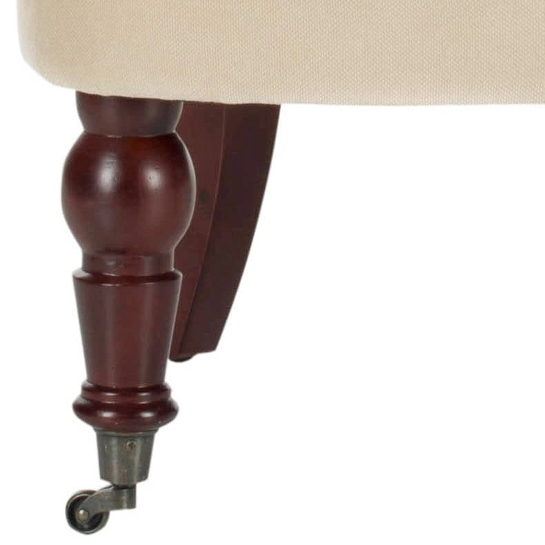Natural Cream Tufted Accent Chair with Birch Wood Legs