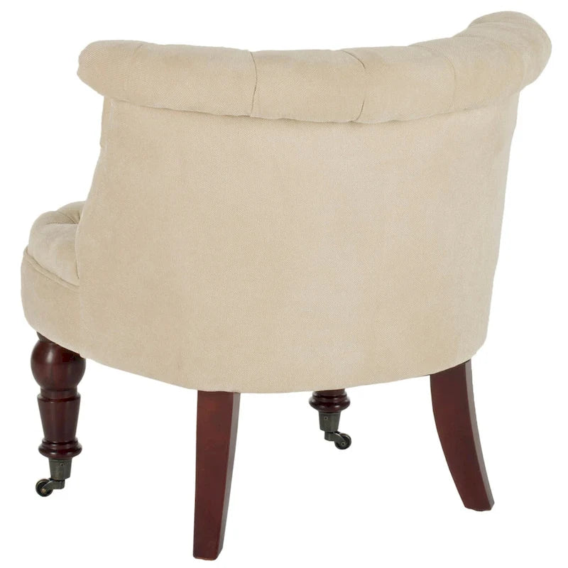 Natural Cream Tufted Accent Chair with Birch Wood Legs