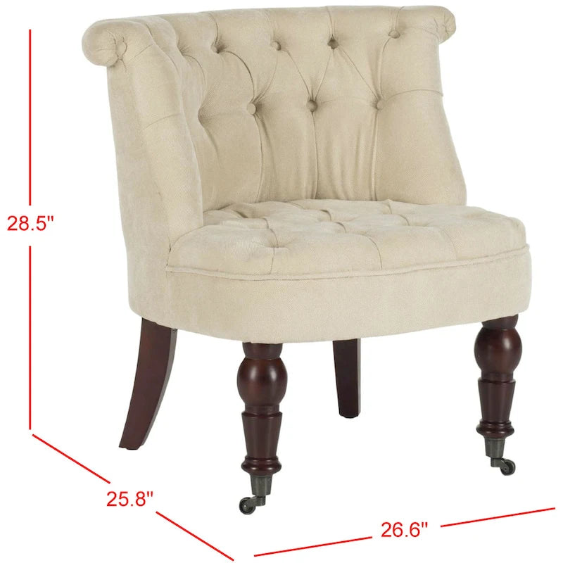 Natural Cream Tufted Accent Chair with Birch Wood Legs
