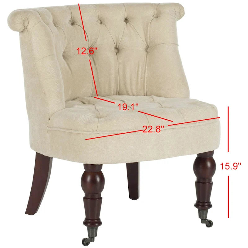 Natural Cream Tufted Accent Chair with Birch Wood Legs