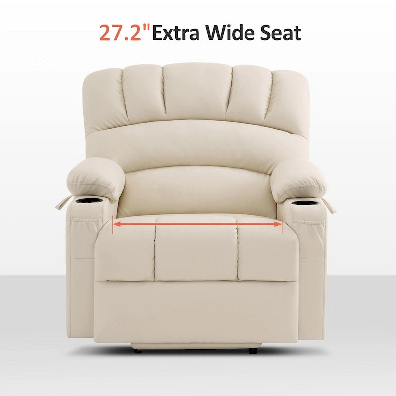 MCombo Power Lift Recliner Chair Sofa with Massage and Heat, Faux Leather R7096 (Medium-Wide)