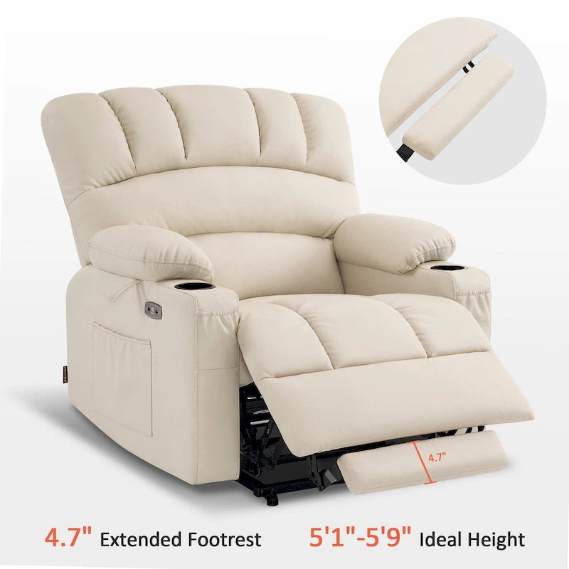 MCombo Power Lift Recliner Chair Sofa with Massage and Heat, Faux Leather R7096 (Medium-Wide)