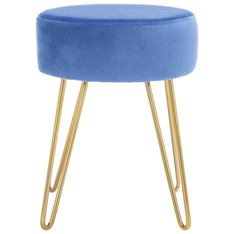 Round Mid-Century Hairpin Leg Ottoman