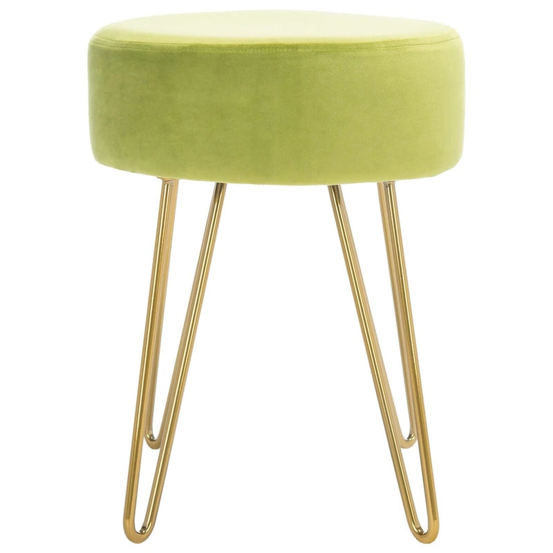 Round Mid-Century Hairpin Leg Ottoman