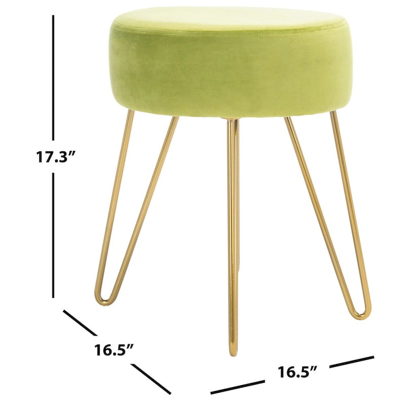 Round Mid-Century Hairpin Leg Ottoman