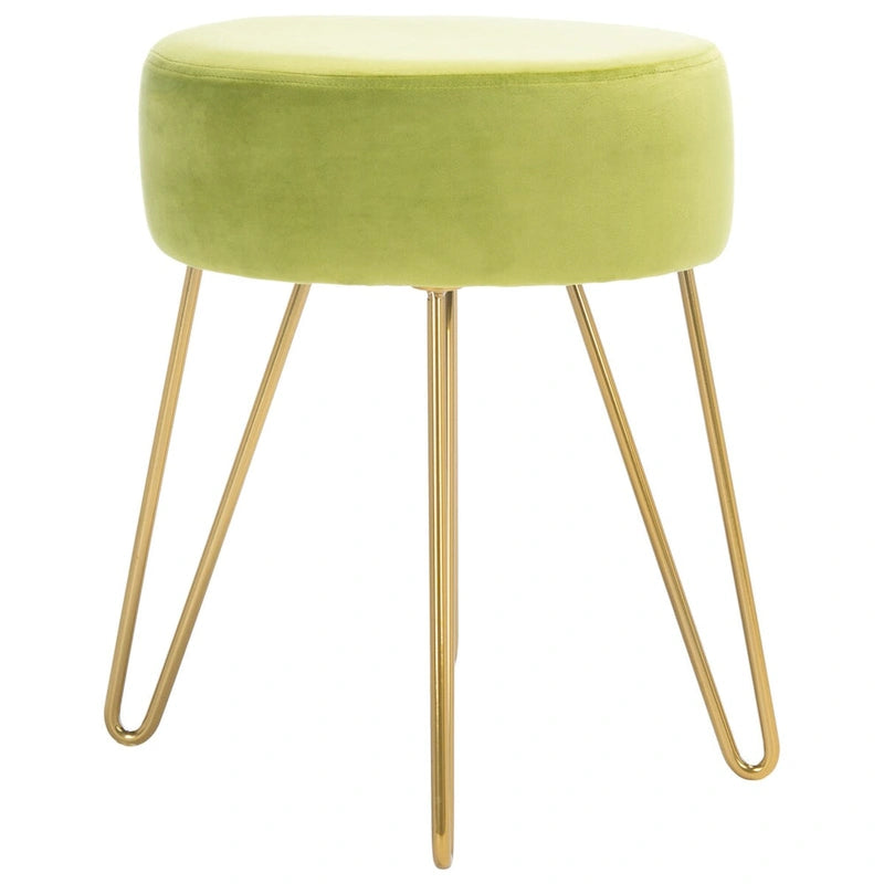 Round Mid-Century Hairpin Leg Ottoman