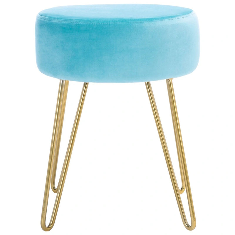 Round Mid-Century Hairpin Leg Ottoman