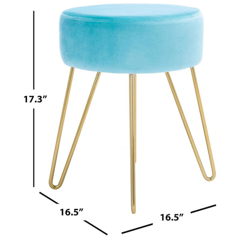 Round Mid-Century Hairpin Leg Ottoman