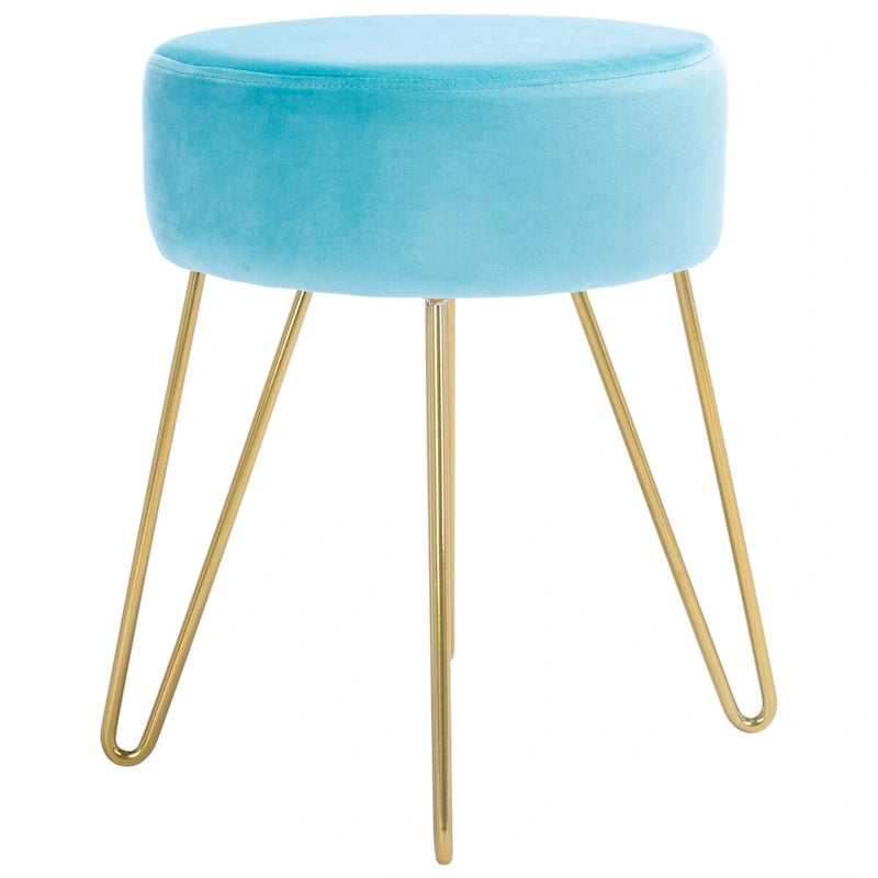 Round Mid-Century Hairpin Leg Ottoman