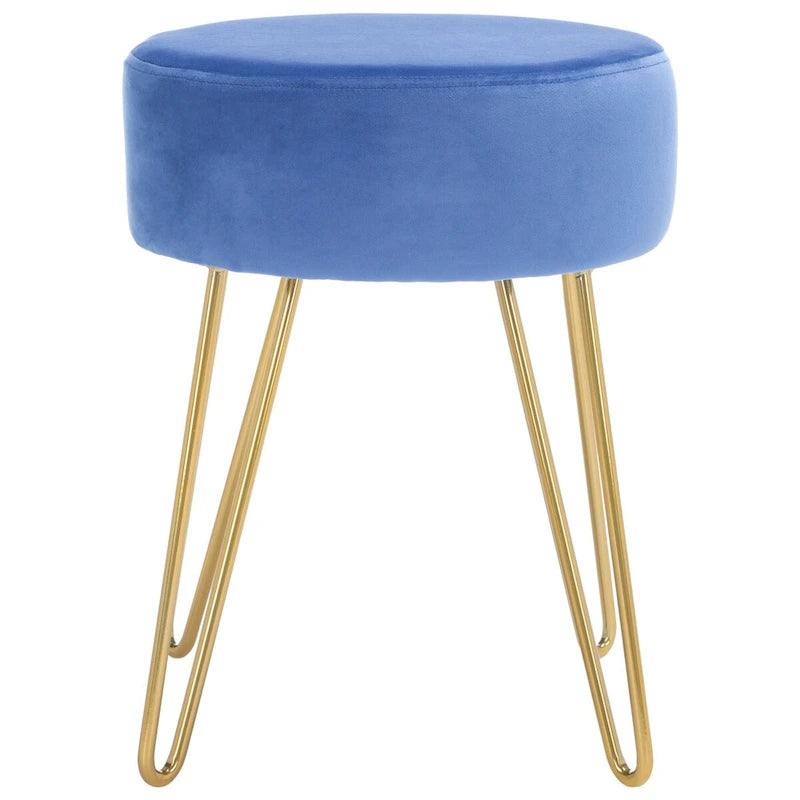 Round Mid-Century Hairpin Leg Ottoman