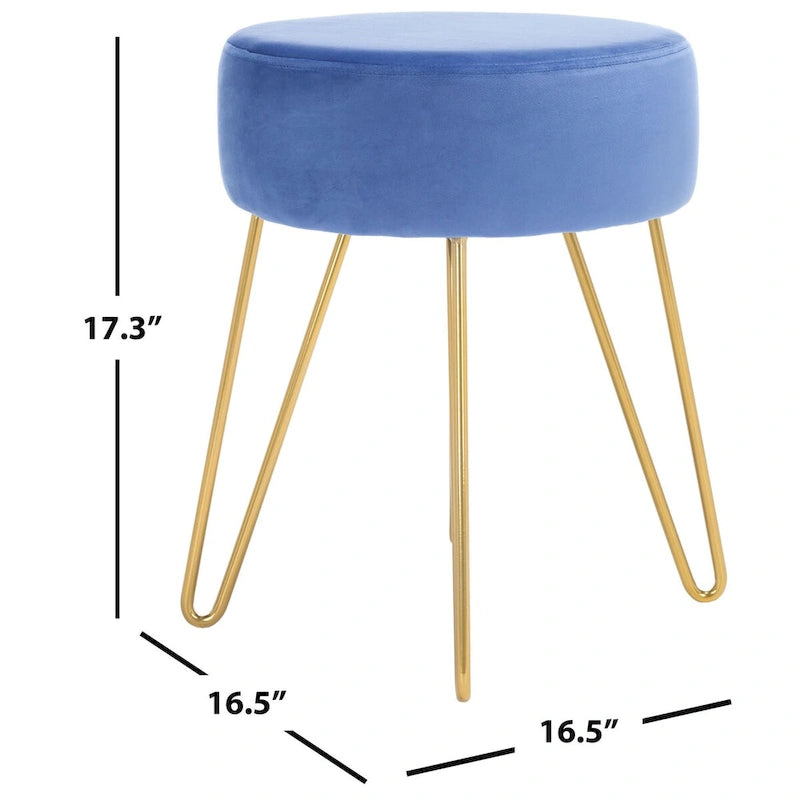 Round Mid-Century Hairpin Leg Ottoman