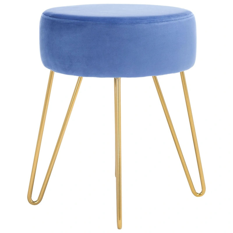 Round Mid-Century Hairpin Leg Ottoman