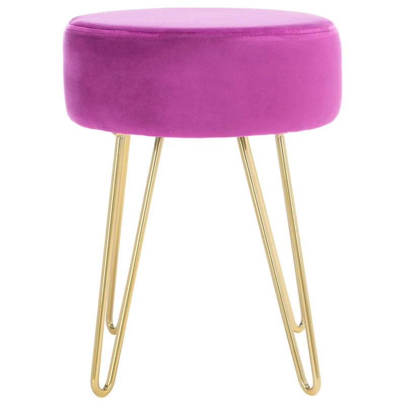 Round Mid-Century Hairpin Leg Ottoman