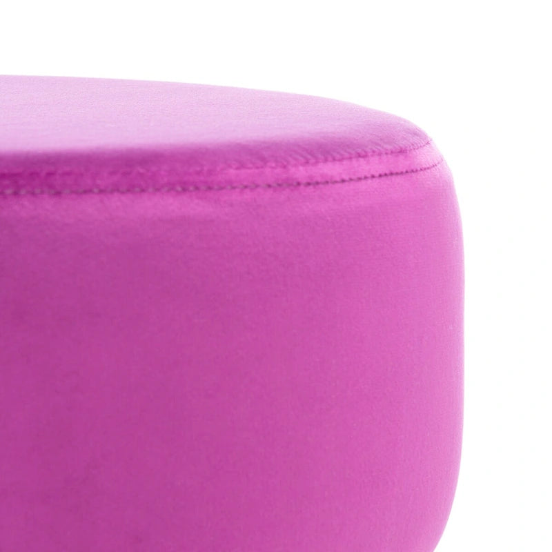 Round Mid-Century Hairpin Leg Ottoman