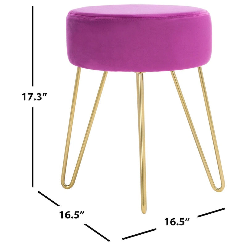 Round Mid-Century Hairpin Leg Ottoman