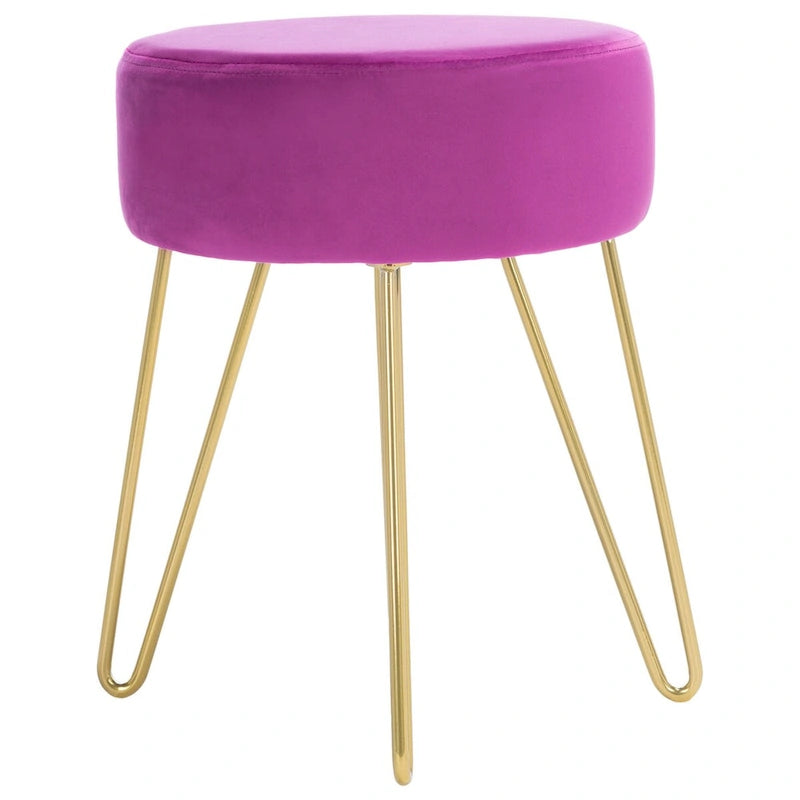 Round Mid-Century Hairpin Leg Ottoman