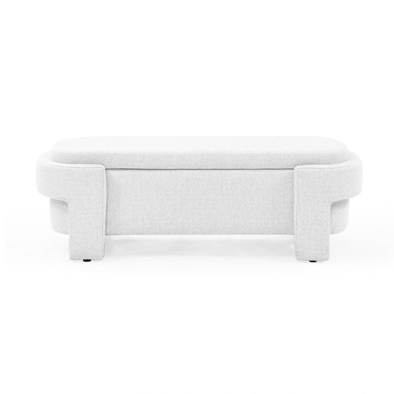 Gepolsterte Bank aus Leinenstoff mit großem Stauraum - 51.5L x 20.5W x 17H