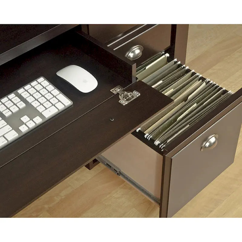 Executive Office Desk with Keyboard Tray and File Drawers