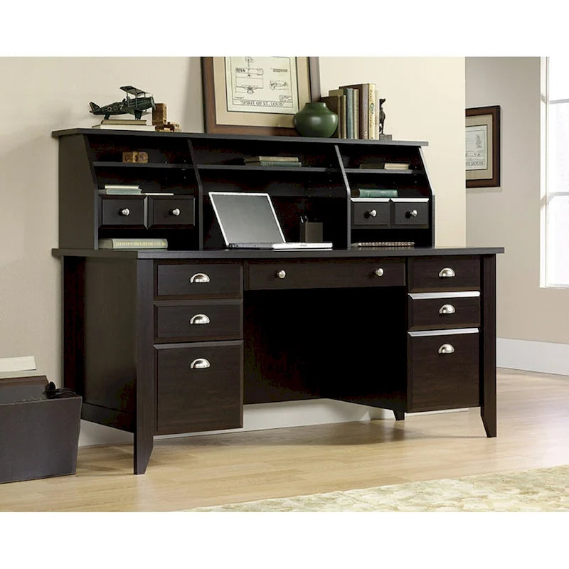 Executive Office Desk with Keyboard Tray and File Drawers