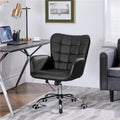 Faux Leather Desk Chair with Padded Armrests Modern Office Chair
