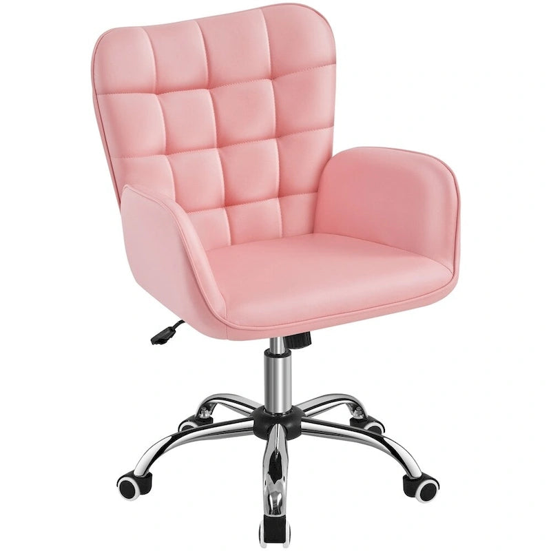 Faux Leather Desk Chair with Padded Armrests Modern Office Chair