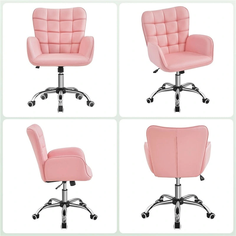 Faux Leather Desk Chair with Padded Armrests Modern Office Chair