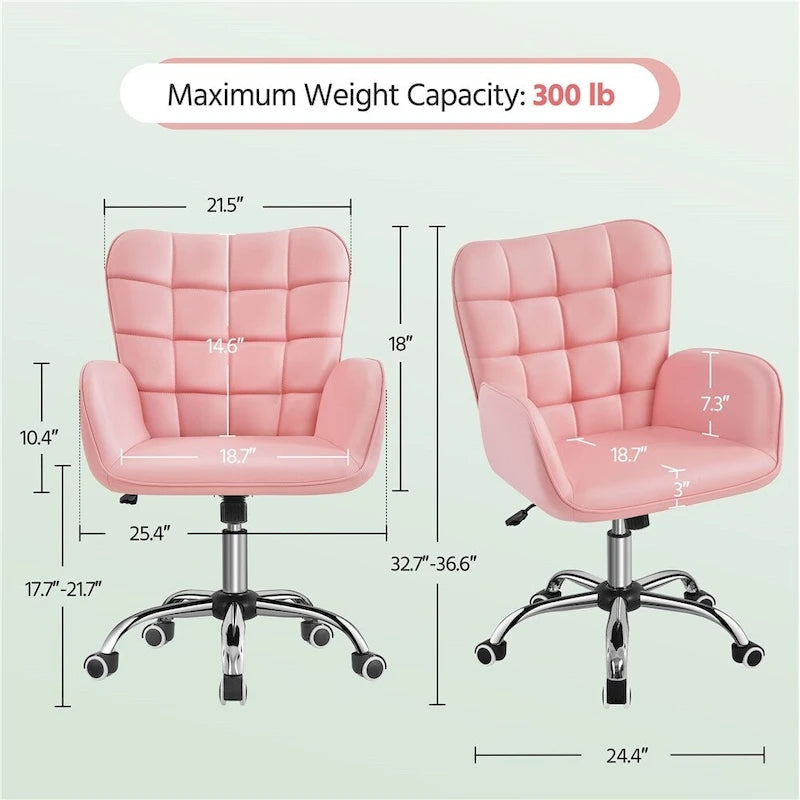 Faux Leather Desk Chair with Padded Armrests Modern Office Chair