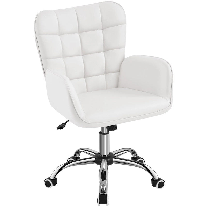 Faux Leather Desk Chair with Padded Armrests Modern Office Chair