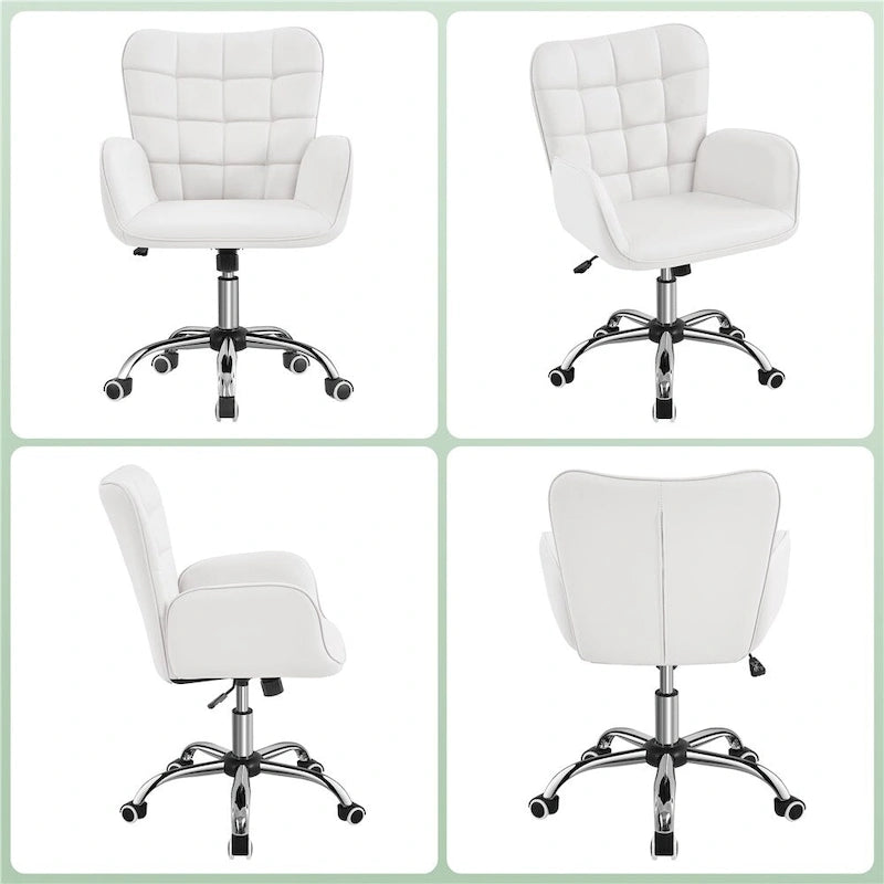 Faux Leather Desk Chair with Padded Armrests Modern Office Chair