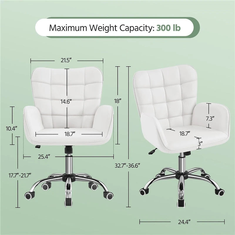 Faux Leather Desk Chair with Padded Armrests Modern Office Chair