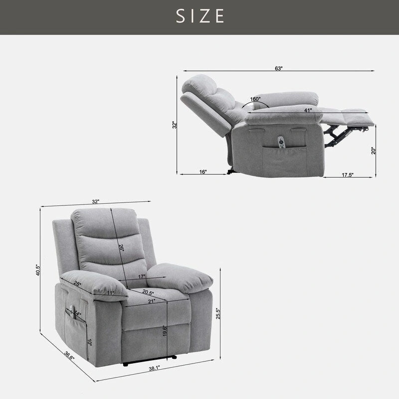 Power Recliner with Adjustable Massage and Heating System