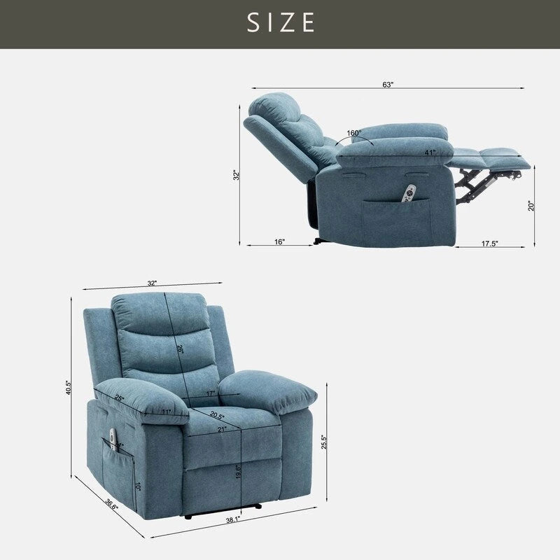 Power Recliner with Adjustable Massage and Heating System