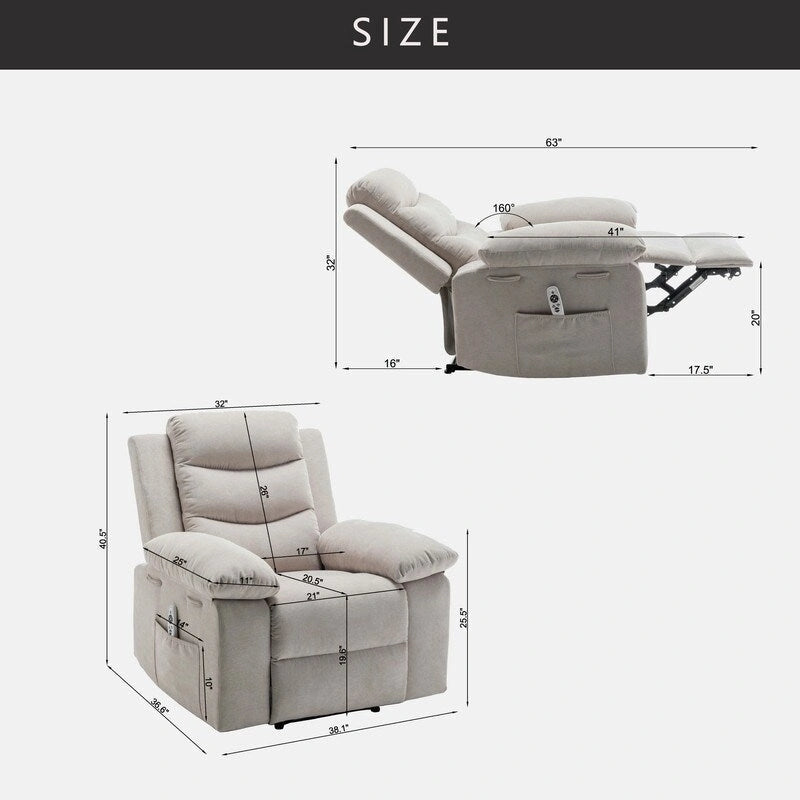 Power Recliner with Adjustable Massage and Heating System