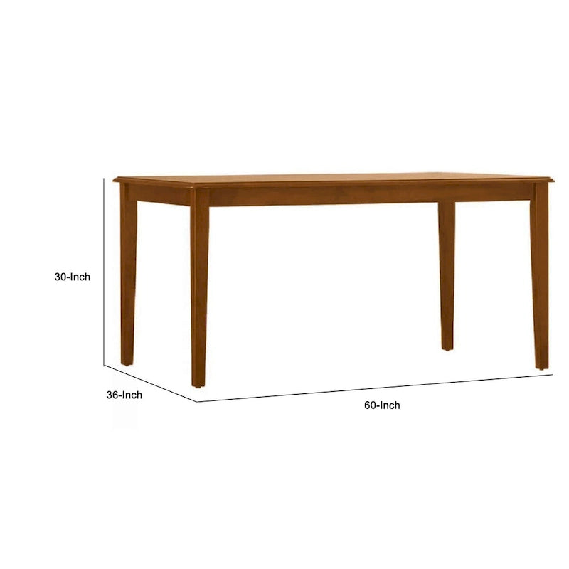 60-Inch Rectangular Dining Table with Tapered Legs, Walnut Brown
