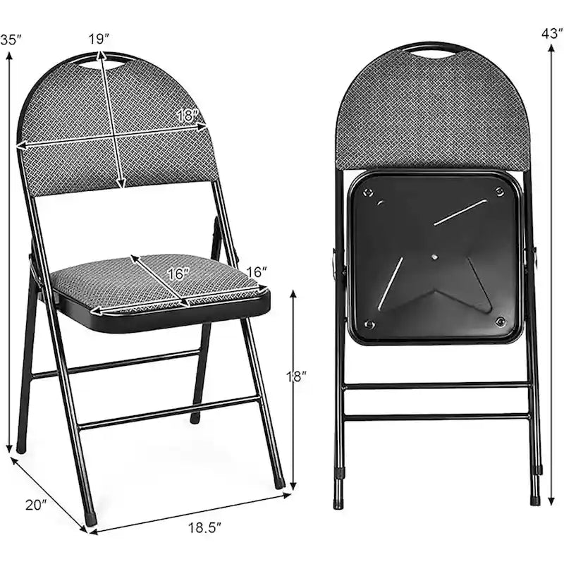 2/4 Pack Folding Chairs Portable Padded Office Kitchen Dining Chairs